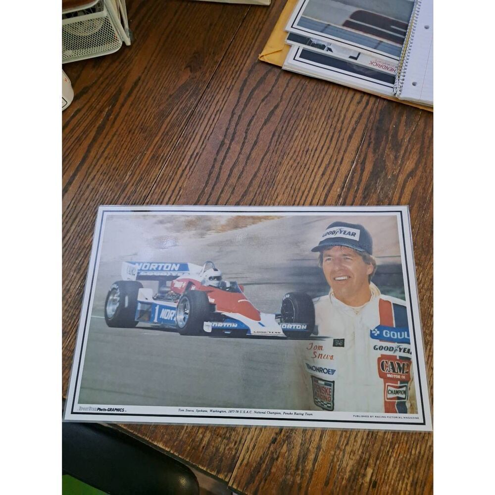 Vintage Tom Sneva Champion Penske Racing Laminated Placemat Racing Pictorial